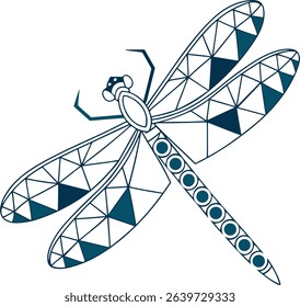 Abstract dragonfly design using simple geometric shapes like circles and triangles, great for clean minimal compositions and modern conceptual graphics