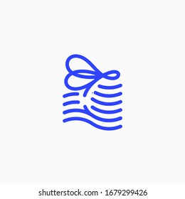 
Abstract Dragonfly fly on water. Linear style logo. Vector icon for web isolated on background