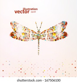 Abstract dragonfly, futuristic colorful illustration eps10