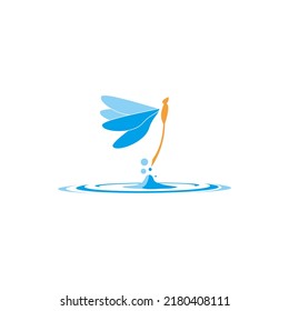 Abstract dragonfly out of water vector