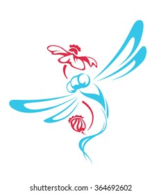 Abstract dragonfly pattern colourful . Illustration on white background. Vector