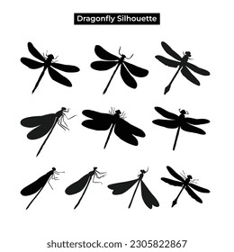 Abstract dragonfly silhouette illustration vector