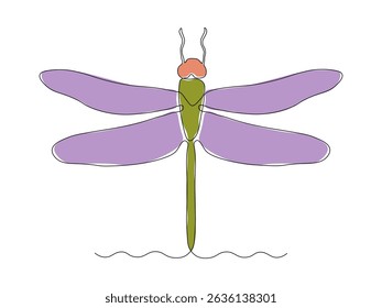 Abstrato libélula.contínuo uma única linha arte mão desenho esboço logotipo. mão desenho 