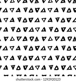 Abstract draw by hand seamless pattern. Black and white Vector background for textiles