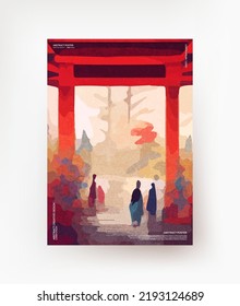 Abstract drawing with an Asian atmosphere. Vector.