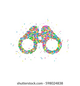 Abstract drawing of binoculars from multi-colored circles. Vector illustration.
