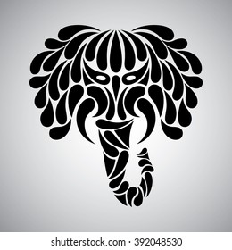 abstract drawing black head of an elephant.vector illustration