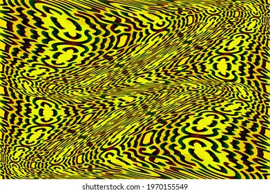 Abstract drawing of black sinuous shapes on a yellow background. Use for textures and design.