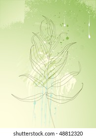 abstract drawing branch of tree with leaves
