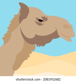 Abstract Drawing Camel Head in Desert Background 