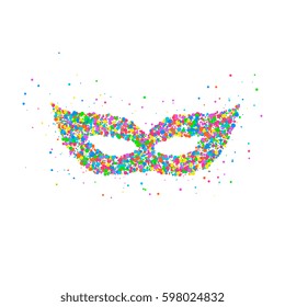 Abstract drawing of a carnival mask from multi-colored circles. Vector illustration.