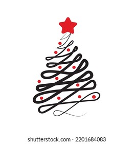 Abstract drawing of a Christmas tree on a white background - Vector illustration