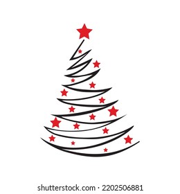 Abstract drawing of a Christmas tree on a white background - Vector illustration