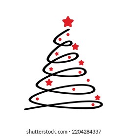 Abstract drawing of a Christmas tree on a white background - Vector illustration