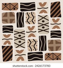 Abstract drawing in coffee tones doodle pattern Banner card flyer template Abstract background Vector drawing design elements wall decor wall design.