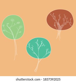 abstract drawing colorful trees design