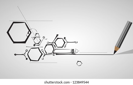 abstract drawing computer technology business background