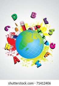 abstract drawing concept background with globe, illustration