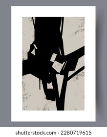 Abstract drawing contemporary illusion wall art print. Wall artwork for interior design. Printable minimal abstract drawing poster. Contemporary decorative background with illusion.