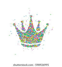 Abstract drawing of a crown of the king from multi-colored circles. Vector illustration.
