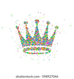 Abstract drawing of a crown of the king from multi-colored circles. Vector illustration.