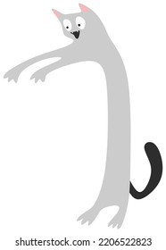 Abstract drawing of a cute grey cat with long body
