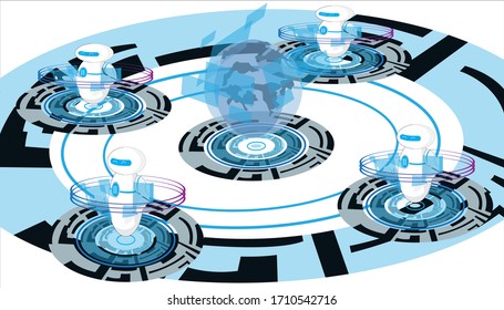 Abstract drawing of a digital world that is interconnected using computers