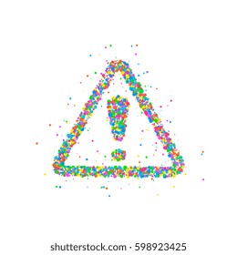Abstract drawing of an exclamation mark of danger from multi-colored circles. Vector illustration.