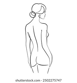 Abstract Drawing. Female Figure Creative Contemporary Abstract Line Drawing. Beauty Fashion Illustration of Naked Body. Vector Minimal Design for Wall Art, Print, Card, Poster.