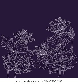 Dibujo abstracto de motivos florales con flores de lirio. Ilustración vectorial. Elemento para el diseño.