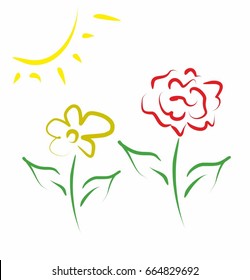 Abstract drawing flowers Vector