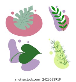 Abstract drawing of foliage. Design for textile, vinyl wallpaper, cover and minimalist wall art. Wind illustration