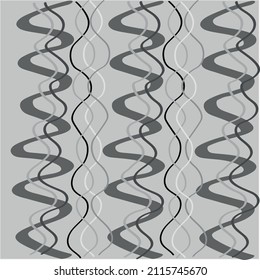 Abstract drawing in the form of waves of black, gray and white. For decoration.