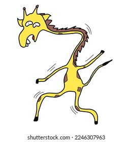 Abstract drawing giraffe party dancing.