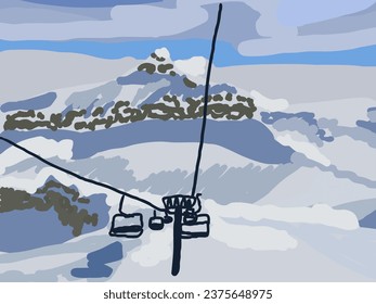 abstract drawing of Glacier 3000, Switzerland