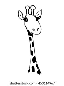 Abstract drawing of a head of a giraffe in black and white, vector illustration