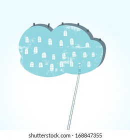 Abstract drawing of a house in the form of a cloud. Vector illustration.