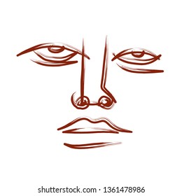 Abstract drawing human face in continuous line style. Contemporary minimalism art. 