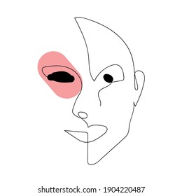 abstract drawing line art. geometric with element pastel color- red