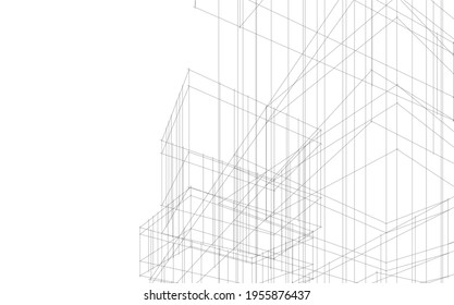 dibujo abstracto de la arquitectura moderna 3d ilustración
