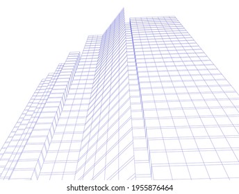 dibujo abstracto de la arquitectura moderna 3d ilustración
