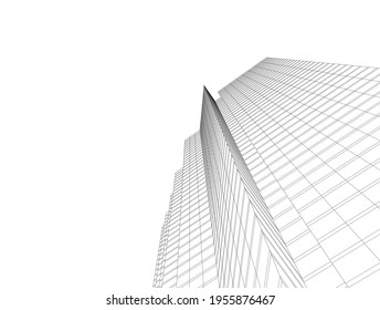 abstract drawing of modern architecture 3d illustration
