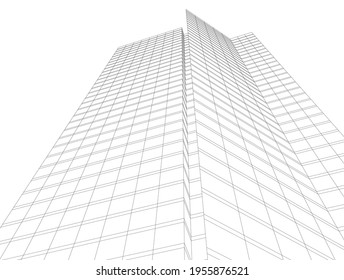 abstract drawing of modern architecture 3d illustration