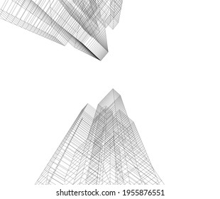 dibujo abstracto de la arquitectura moderna 3d ilustración