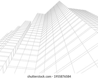 dibujo abstracto de la arquitectura moderna 3d ilustración