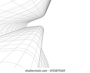 dibujo abstracto de arquitectura moderna construcción 3d ilustración