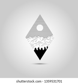 abstract drawing of mountains