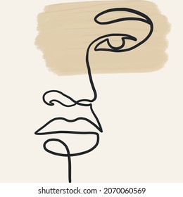 Abstrakte Zeichnung. Einzeilige Gesichter. Kreative Textur. Design für die Innendekoration. Digital Printable Art. 