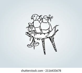 dibujo abstracto de un loro para ilustración