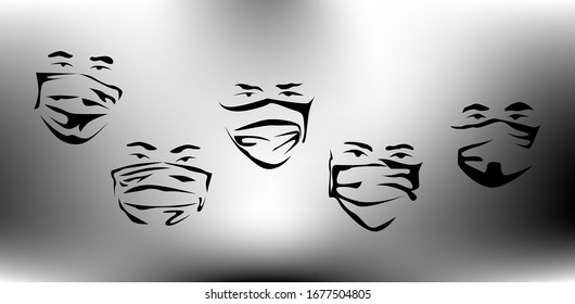 Abstract drawing of person wearing a mask to avoid the corona virus